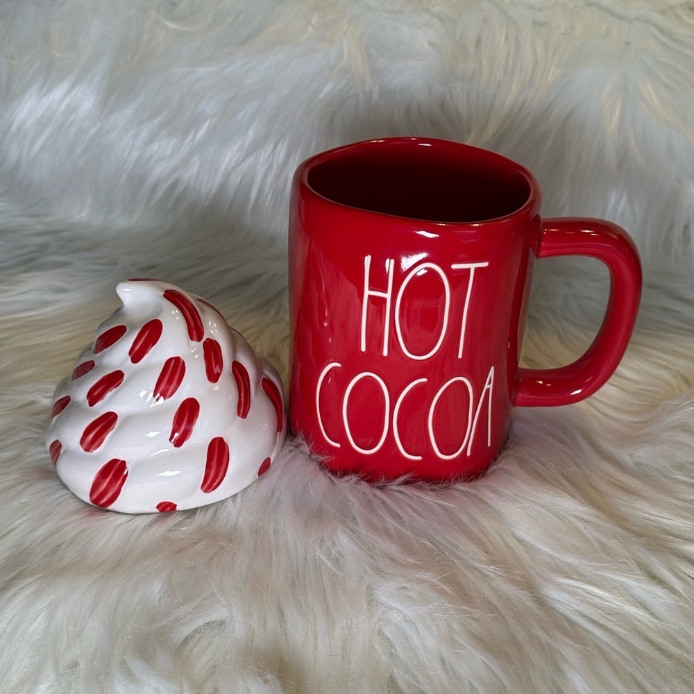 Rae Dunn Red Hot Cocoa Mug with Whipped Cream Topper - Picture 2 of 3